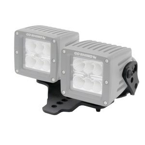 Jeep Wrangler Light Mount - Go Rhino - Hood Hinge Mount for Two 3in Cubes - Textured Black - `18-`20